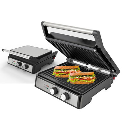 2200W Ηλεκτρικό grill Panini Maker ρυθμιζόμενη θερμοκρασία Sandwich Press Toaster Ανοίγει 180 μοίρες Ατσάλινα Grill Επαφή