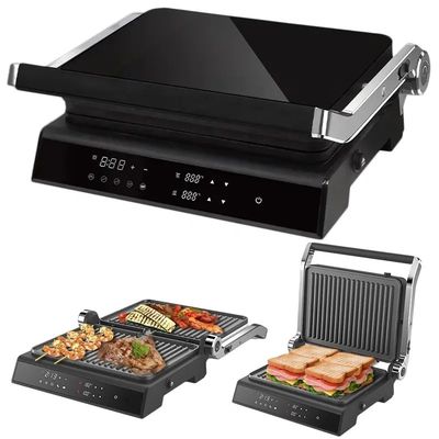 2200W Ηλεκτρικό grill Panini Maker ρυθμιζόμενη θερμοκρασία Sandwich Press Toaster Ανοίγει 180 μοίρες Ατσάλινα Grill Επαφή