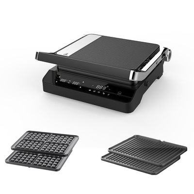 2000W Ηλεκτρική ψηφιακή επαφή Grill Εμφάνιση Ρυθμίσιμη ρύθμιση θερμοκρασίας Κουμπί ρυθμιστής χρονοδιακόπτη Ανοίξτε 105 180 βαθμούς Με χαρακτηριστικό PTFE