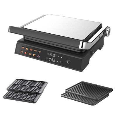 2000W Ηλεκτρική ψηφιακή επαφή Grill Εμφάνιση Ρυθμίσιμη ρύθμιση θερμοκρασίας Κουμπί ρυθμιστής χρονοδιακόπτη Ανοίξτε 105 180 βαθμούς Με χαρακτηριστικό PTFE