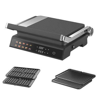 2000W Ηλεκτρική ψηφιακή επαφή Grill Εμφάνιση Ρυθμίσιμη ρύθμιση θερμοκρασίας Κουμπί ρυθμιστής χρονοδιακόπτη Ανοίξτε 105 180 βαθμούς Με χαρακτηριστικό PTFE