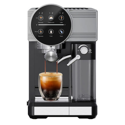 Ασημένια μηχανή καφέ Espresso με χειροκίνητο αφρό γάλακτος για latte cappuccino