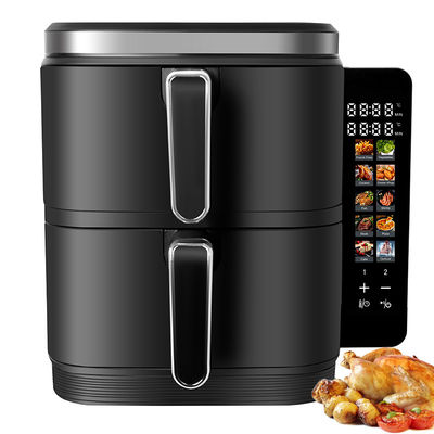 6l+6l Διπλή στοίβα αεροψητήρα 2800w Αντικαρτιστική επίστρωση Σύγχρονο τετραγωνικό ψηφιακό έλεγχο Διάταξη μενού LED ηλεκτρική οικιακή χρήση