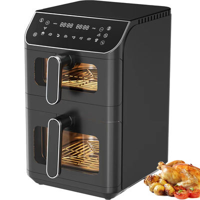6l+6l Διπλή στοίβα αεροψητήρα 2800w Αντικαρτιστική επίστρωση Σύγχρονο τετραγωνικό ψηφιακό έλεγχο Διάταξη μενού LED ηλεκτρική οικιακή χρήση