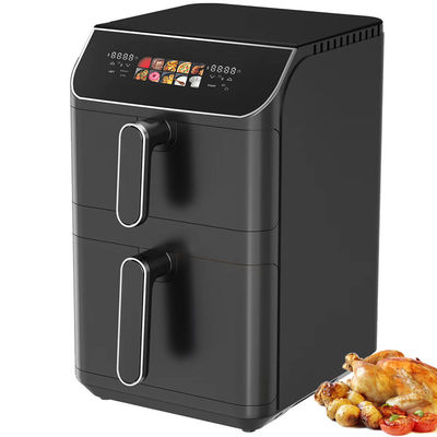 6l+6l Διπλή στοίβα αεροψητήρα 2800w Αντικαρτιστική επίστρωση Σύγχρονο τετραγωνικό ψηφιακό έλεγχο Διάταξη μενού LED ηλεκτρική οικιακή χρήση