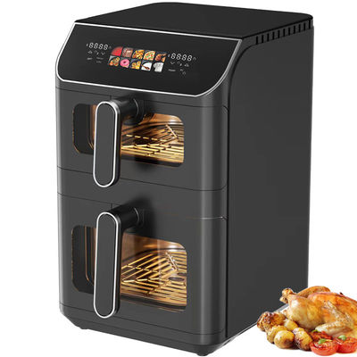 6l+6l Διπλή στοίβα αεροψητήρα 2800w Αντικαρτιστική επίστρωση Σύγχρονο τετραγωνικό ψηφιακό έλεγχο Διάταξη μενού LED ηλεκτρική οικιακή χρήση
