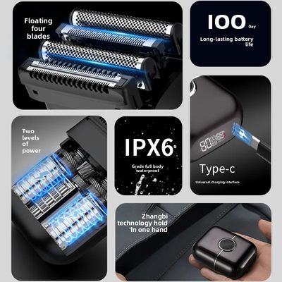 Φορητή Μίνι Ηλεκτρική Ξυριστική Μηχανή για Άνδρες με Σύστημα Μαγνητικής Αιώρησης 4 Λεπίδων και 100 Λεπτά Χρόνος Λειτουργίας με Μπαταρία 300mAh