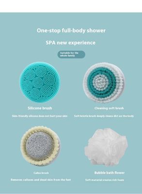 Πλήρως Αυτόματη Επαναφορτιζόμενη Ηλεκτρική Βούρτσα Μπάνιου με Μακριά Λαβή Σιλικόνης για Μασάζ Σώματος