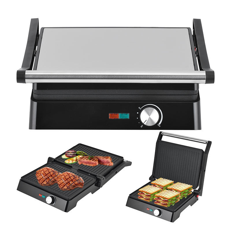 2200W Ηλεκτρικό grill Panini Maker ρυθμιζόμενη θερμοκρασία Sandwich Press Toaster Ανοίγει 180 μοίρες Ατσάλινα Grill Επαφή