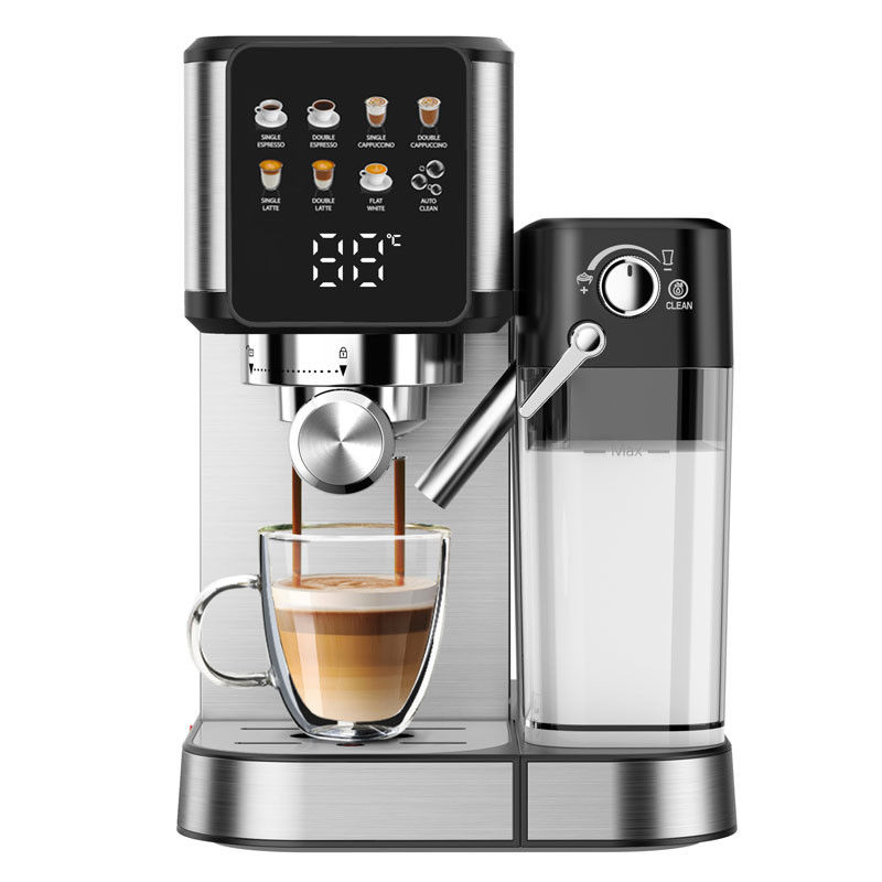 Ασημένια μηχανή καφέ Espresso με χειροκίνητο αφρό γάλακτος για latte cappuccino